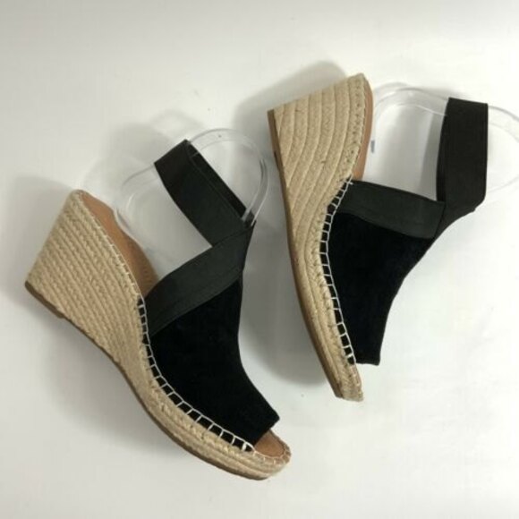Gentle Souls Sandals Women Size 9.5M Black Espadrille Colleen Open-toe Wedge - Picture 5 of 11